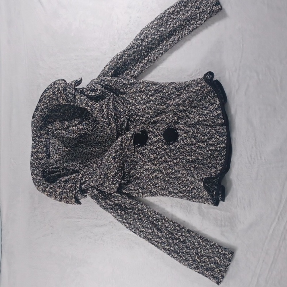 Black and White Ruffled Collar Jacket Small